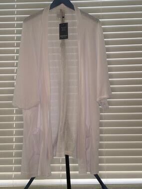 SHOWMALL White Sheer Open Front Kimono Cardigan Cover Up Plus Size 4X NWT